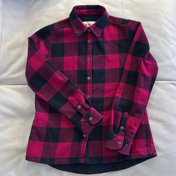Orvis Flannel Buffalo Plaid Shacket Cotton Fleece Lined Pink Shirt Womens S. - Picture 1 of 2